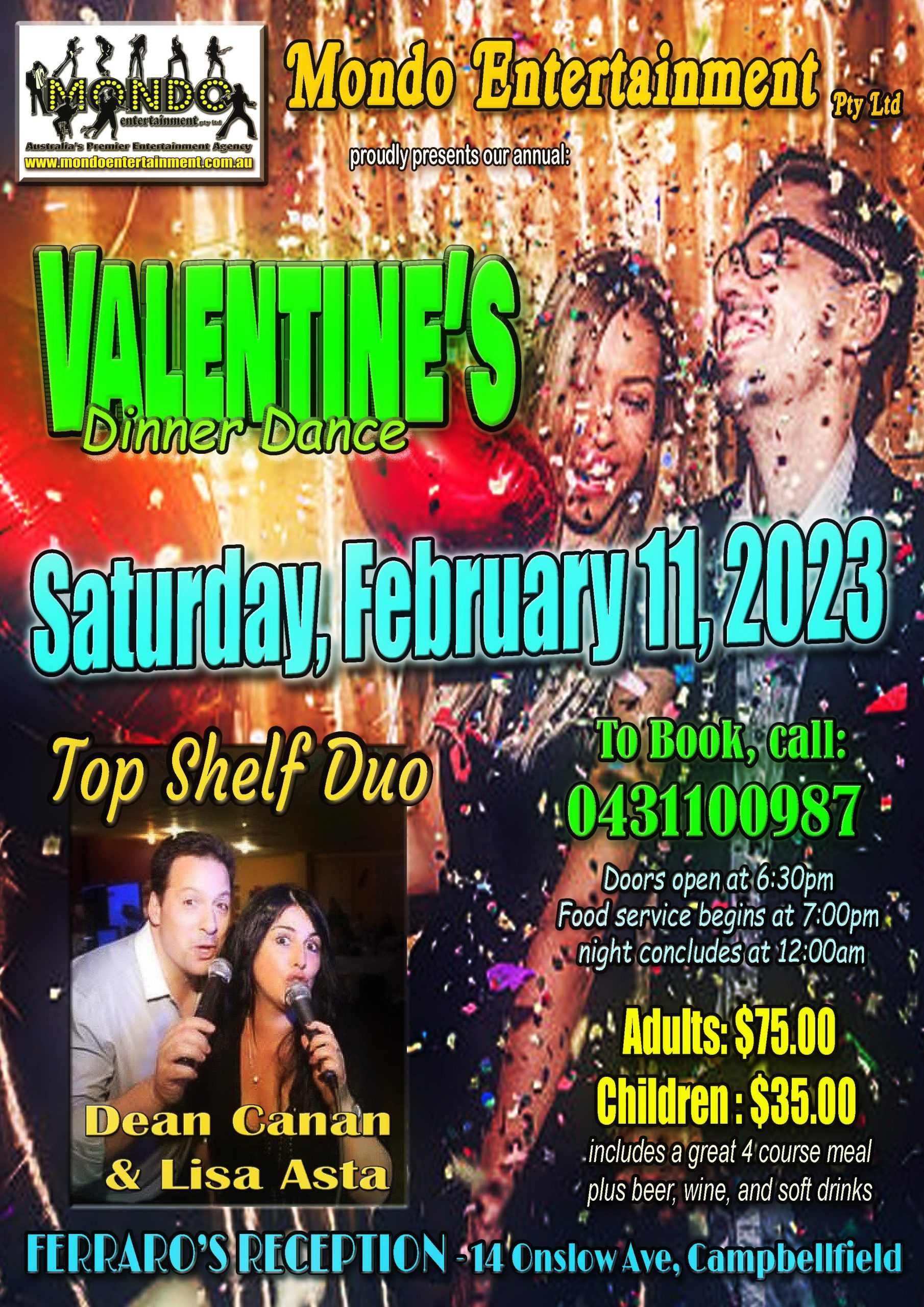 Valentine's Dinner Dance 2023 MONDO ENTERTAINMENT PTY LTDMONDO