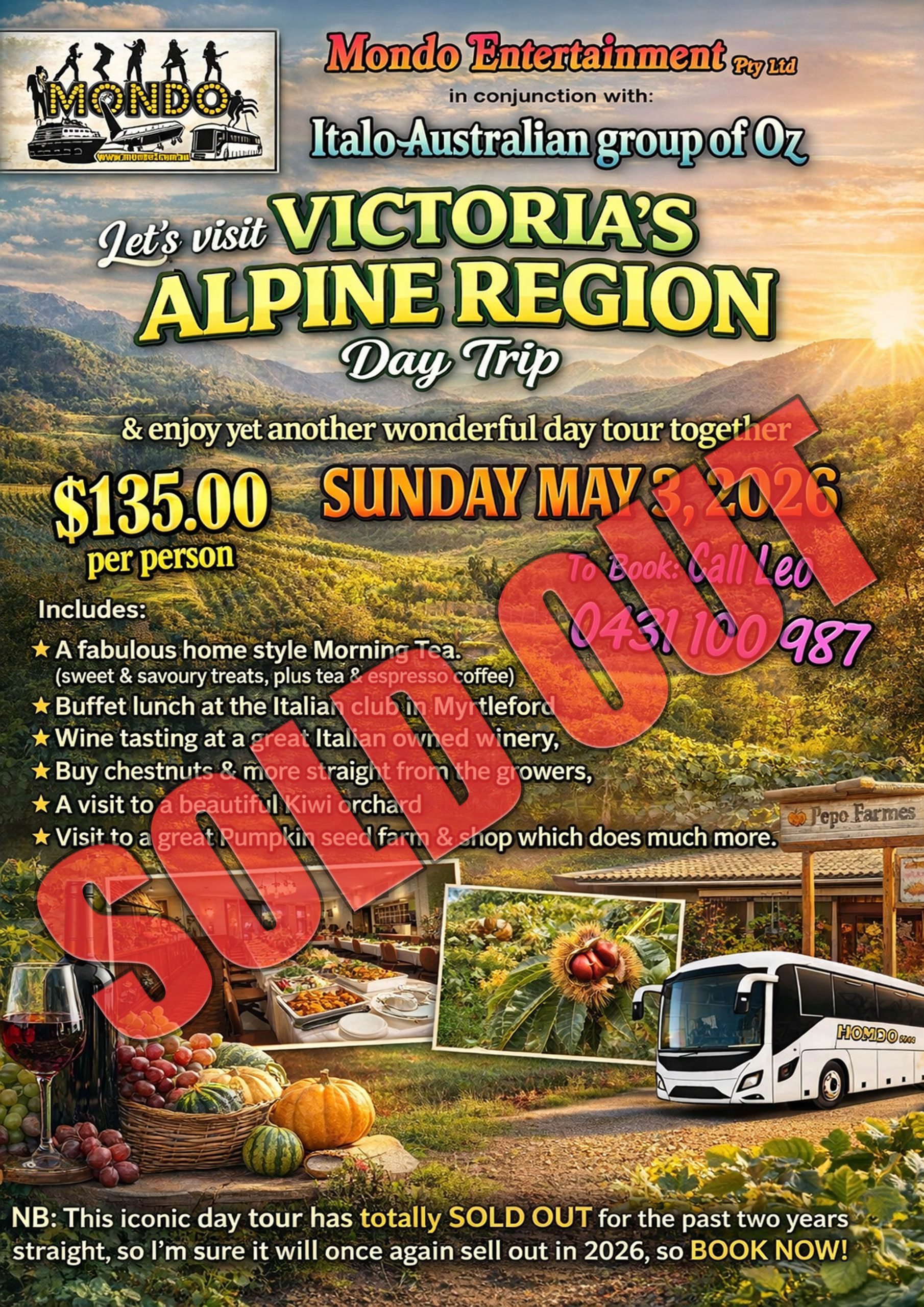 CHESTNUTS DAY TRIP MAY3,2026 – SOLD OUT